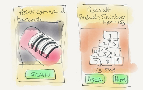 Image of concept drawings of Change4Life Sugar Smart app